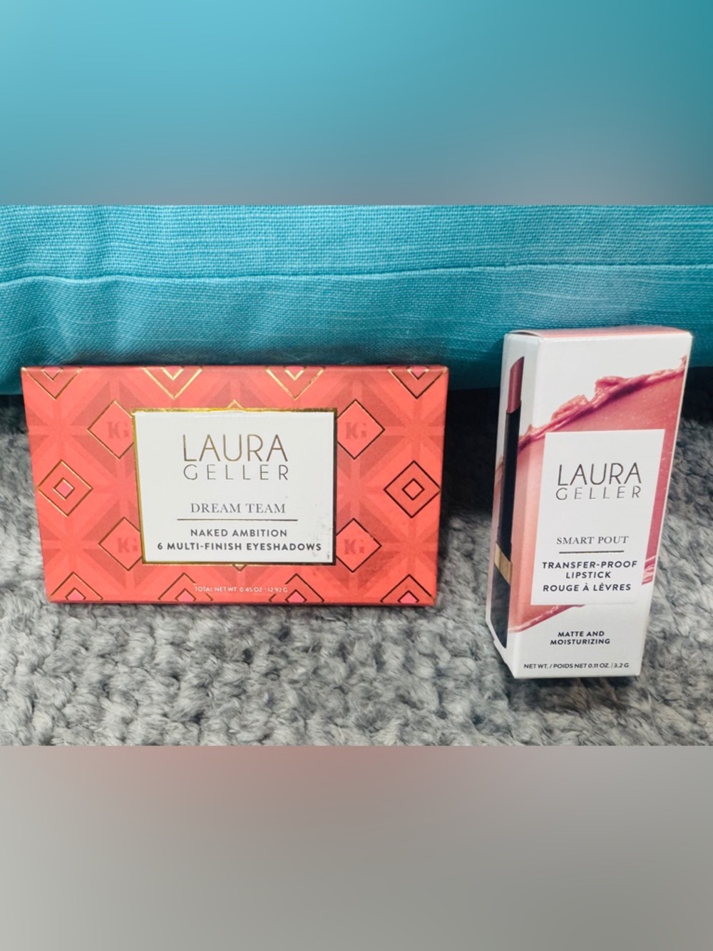 Laura Geller Pink Coral Smart Pout Transfer-Proof Lipstick and Eyeshadow